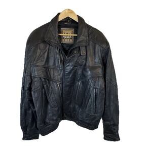 Vintage ADLER Men’s 100% Lamb Black Leather Bomber Jacket Biker Large